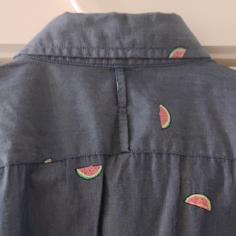 Banana Republic Luxe Poplin Slim Fit Watermelon 🍉 Slice Summer Size M - Picture 5 of 5